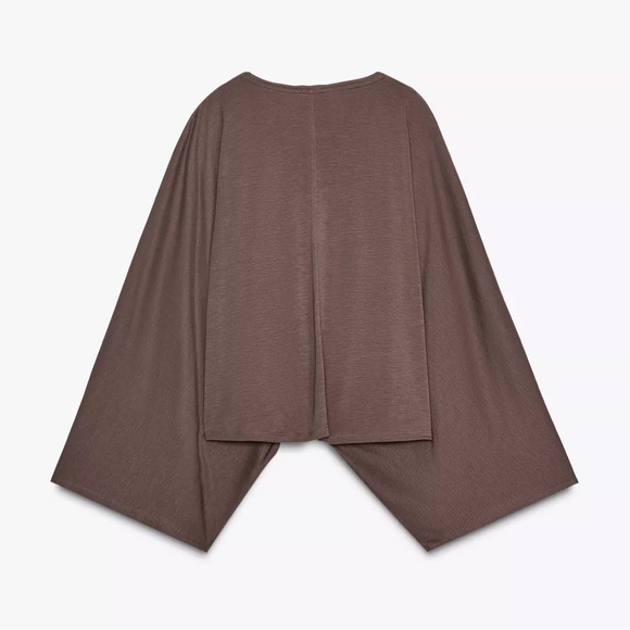 Zara NWT taupe cape flowy oversized top - Picture 2 of 10